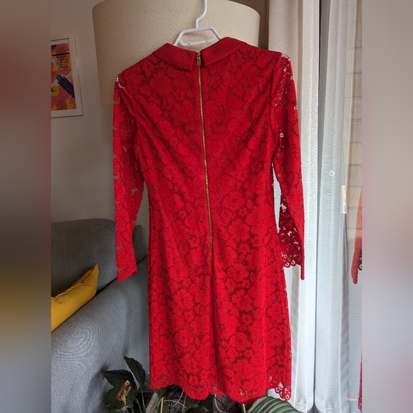 Ted Baker Ameera Scallop Hem Lace Dress - Red - Picture 3 of 5